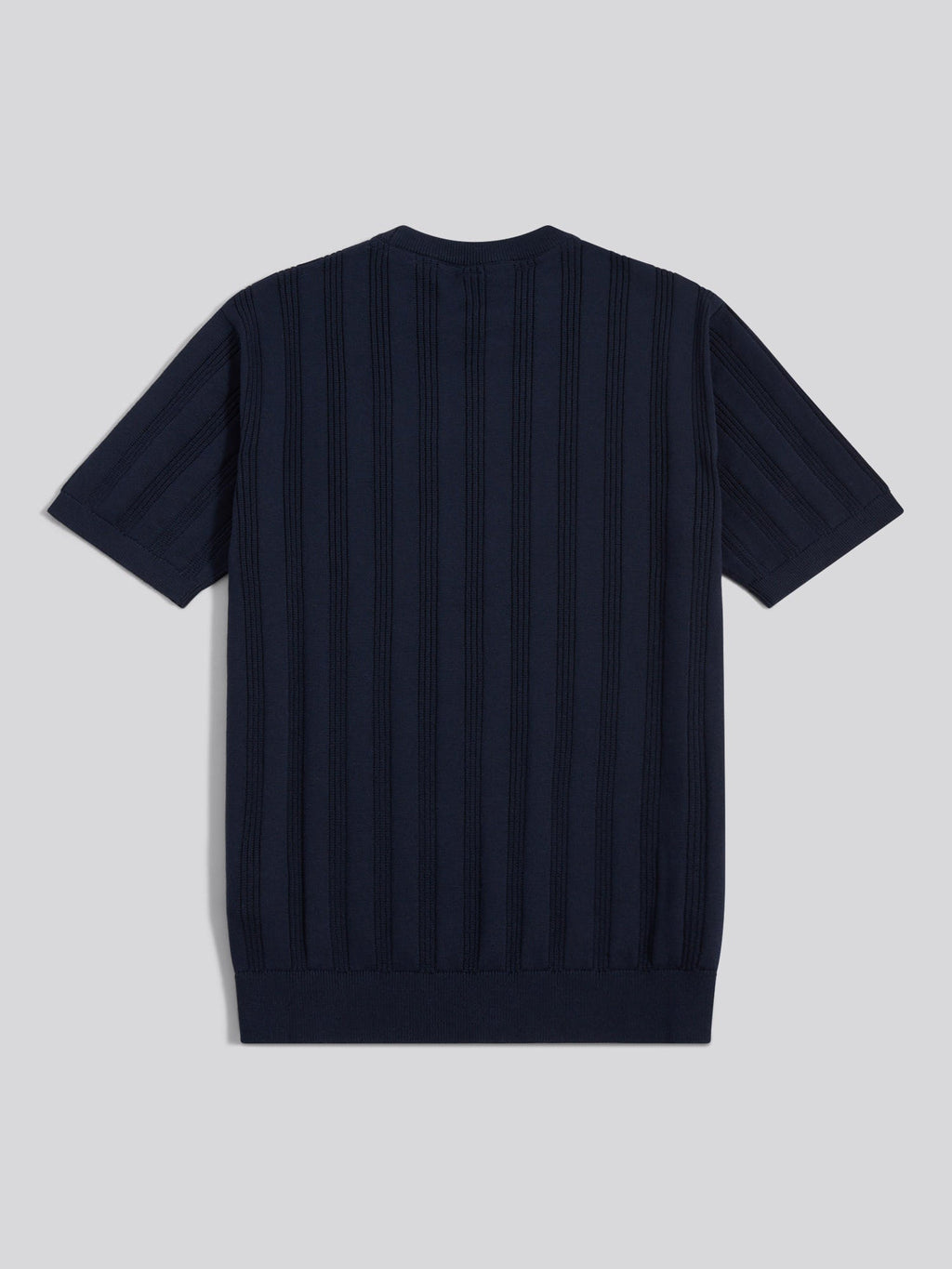 Mens Vertical Texture Knit T-Shirt Dark Sapphire Navy / Moonlight Blue DHM