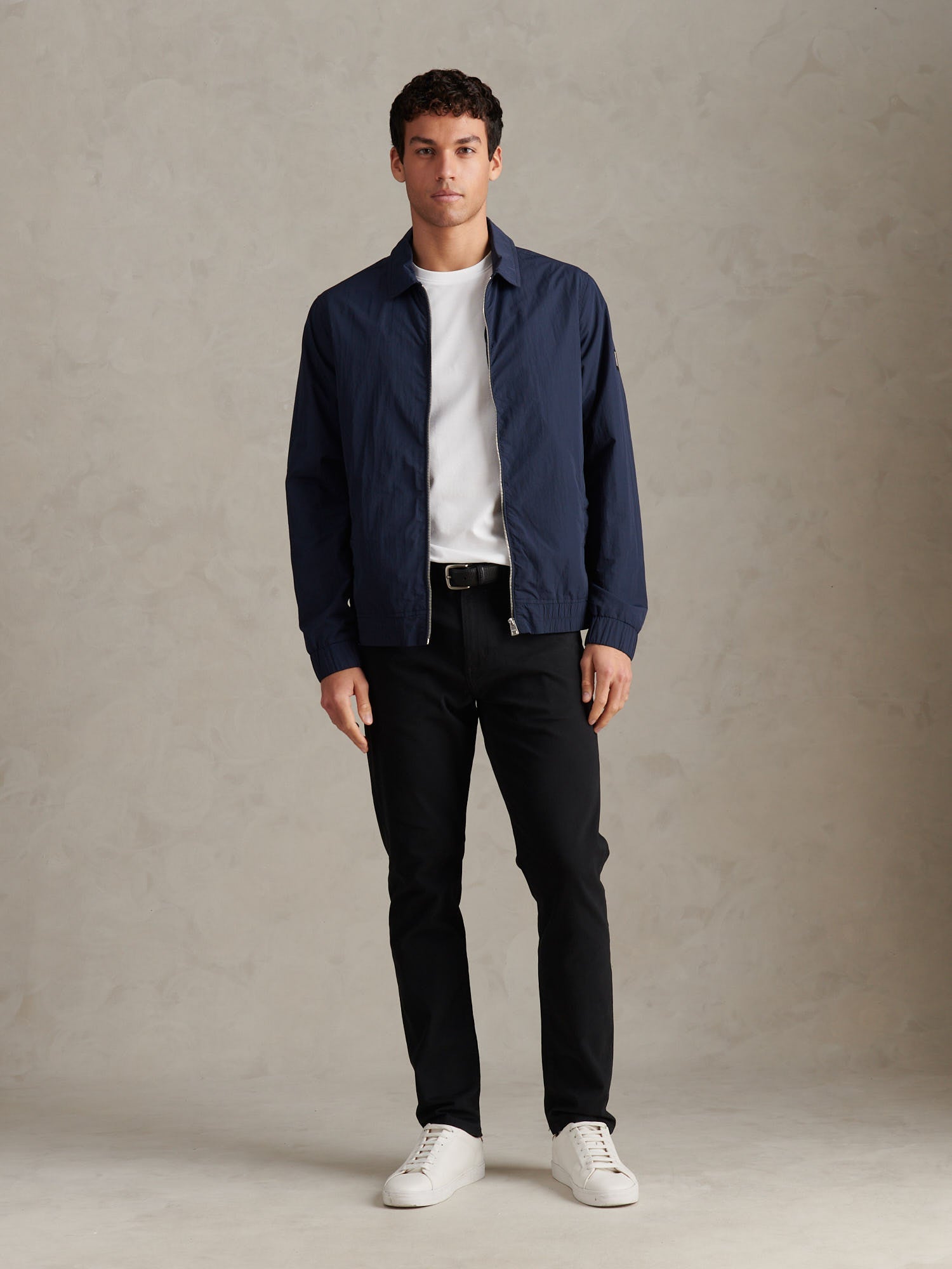 Mens Zip Through Bomber Jacket Dark Sapphire Navy