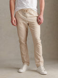 Mens Linen Blend Drawstring Trousers French Oak