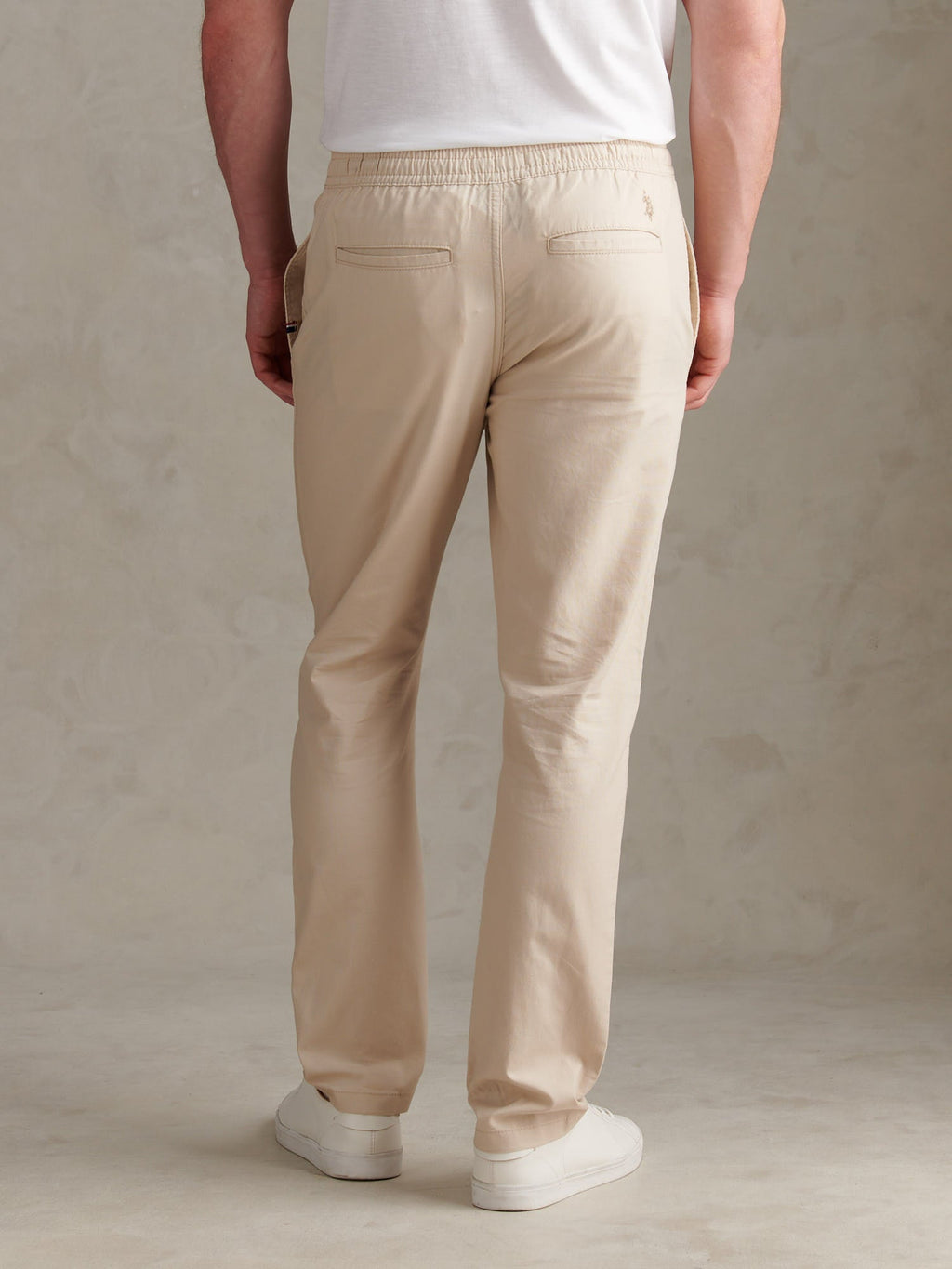 Mens Linen Blend Drawstring Trousers French Oak
