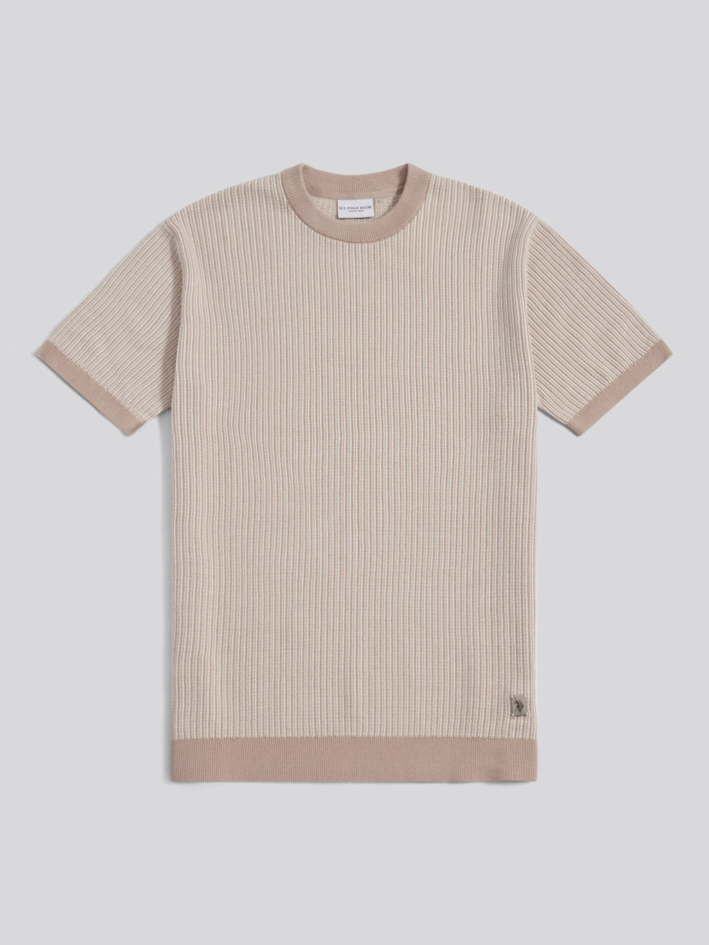 Mens Cotton Vertical Texture Knit T-Shirt Atmosphere