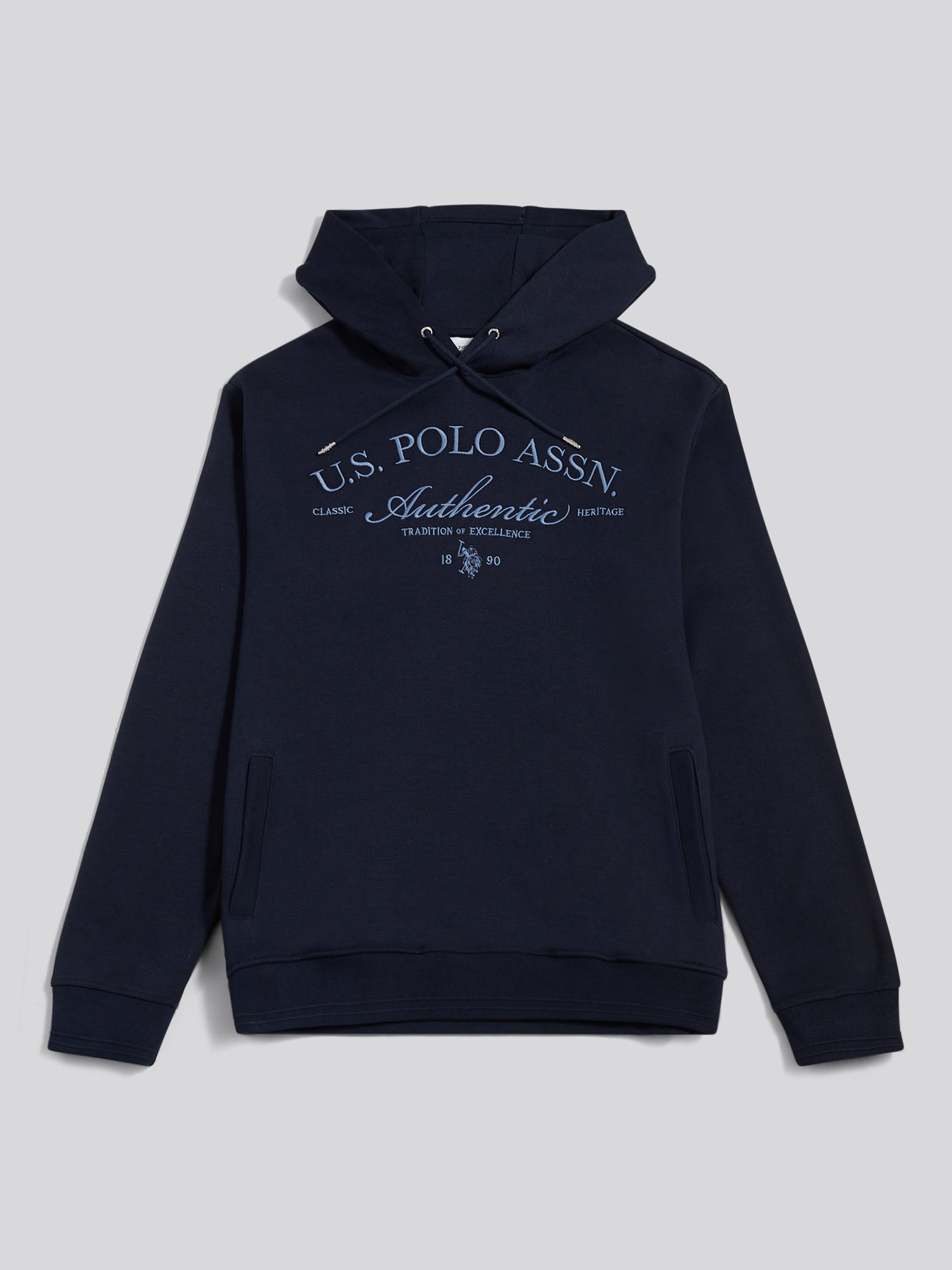 Mens Drop Shoulder Arch Script Hoodie Dark Sapphire Navy