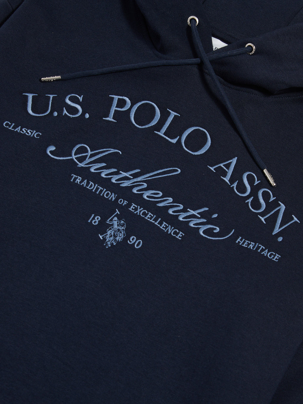 Mens Drop Shoulder Arch Script Hoodie Dark Sapphire Navy