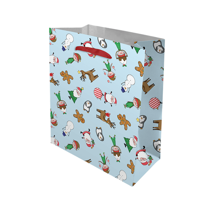 PoundFun Medium Christmas Gift Bag | Festive Holiday Character Print