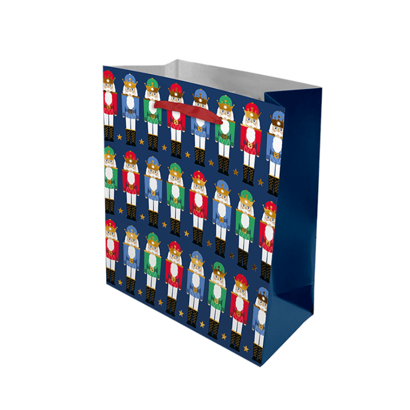 PoundFun Medium Christmas Gift Bag | Festive Nutcracker Holiday Wrap