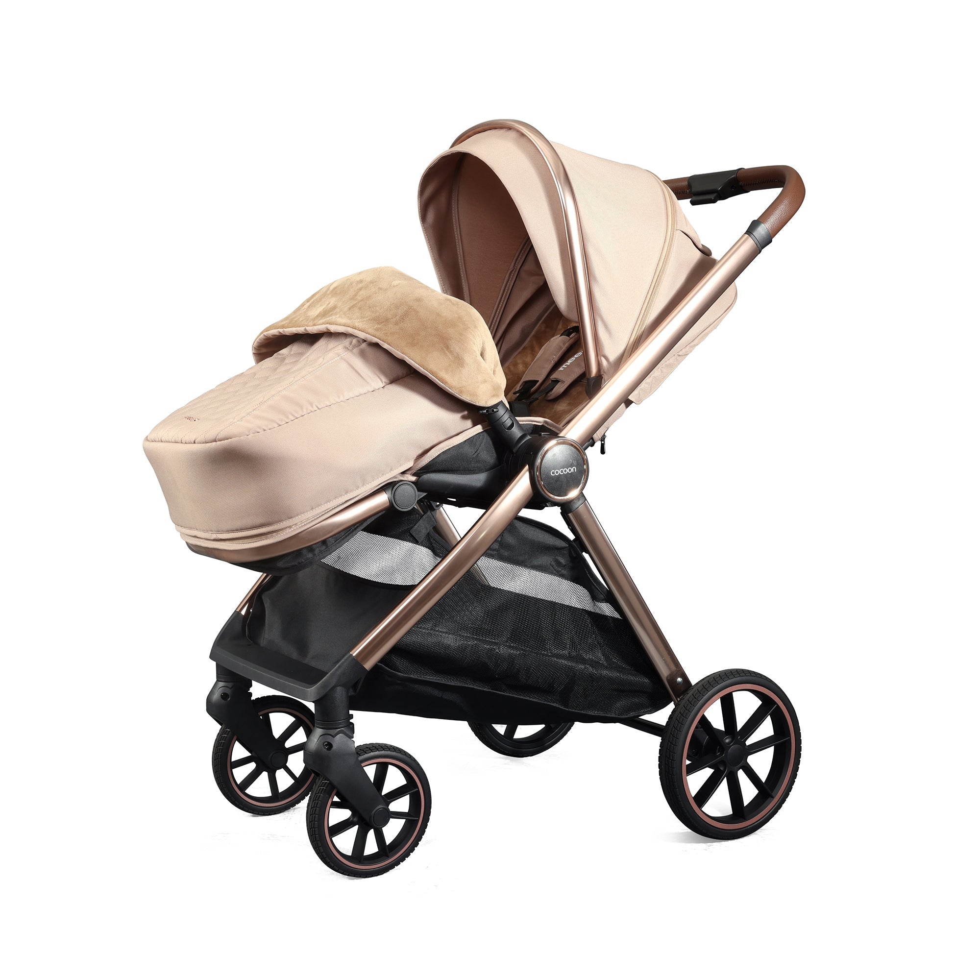 Mee-Go Cocoon Travel System with EVO Spin Car Seat and ISOFIX Base – Toffee