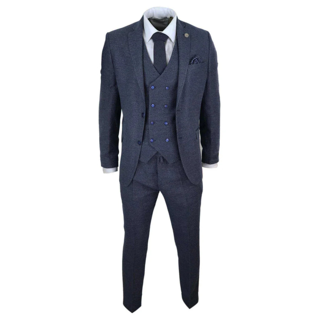 STZ33 - Men's Wool 3 Piece Suit Double Breasted Waistcoat Tweed 1920s