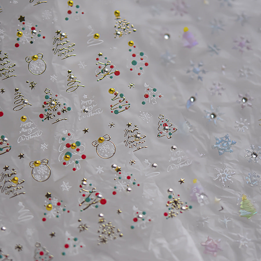 LuLuFun Studio Christmas Tree and Snow Nail Deco Stickers - 1 Sheet