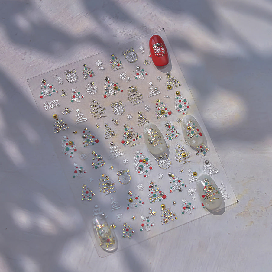 LuLuFun Studio Christmas Tree and Snow Nail Deco Stickers - 1 Sheet