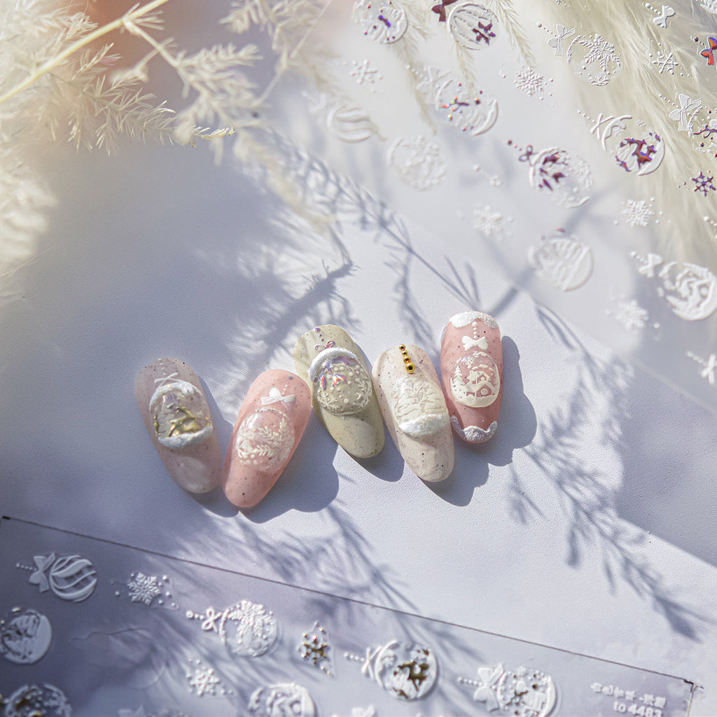 LuLuFun Studio Merry Christmas Crystal Ball Nail Art Deco Stickers