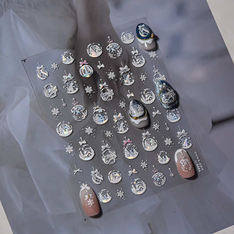 LuLuFun Studio Merry Christmas Crystal Ball Nail Art Deco Stickers