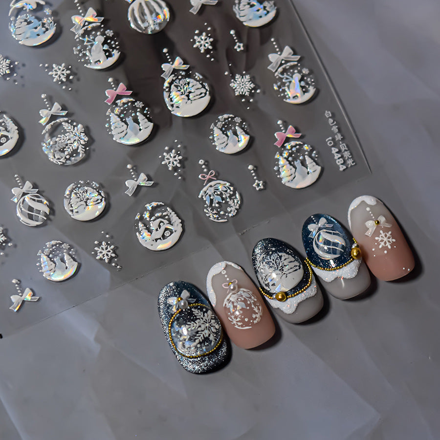 LuLuFun Studio Merry Christmas Crystal Ball Nail Art Deco Stickers