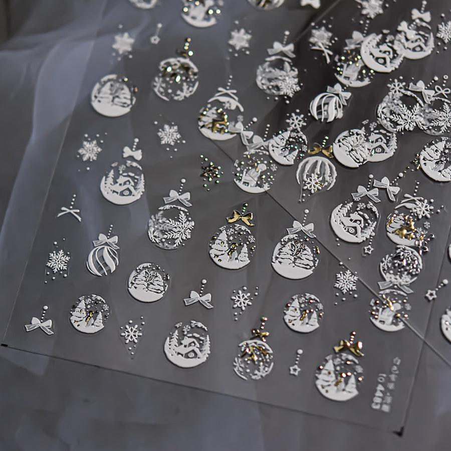 LuLuFun Studio Merry Christmas Crystal Ball Nail Art Deco Stickers