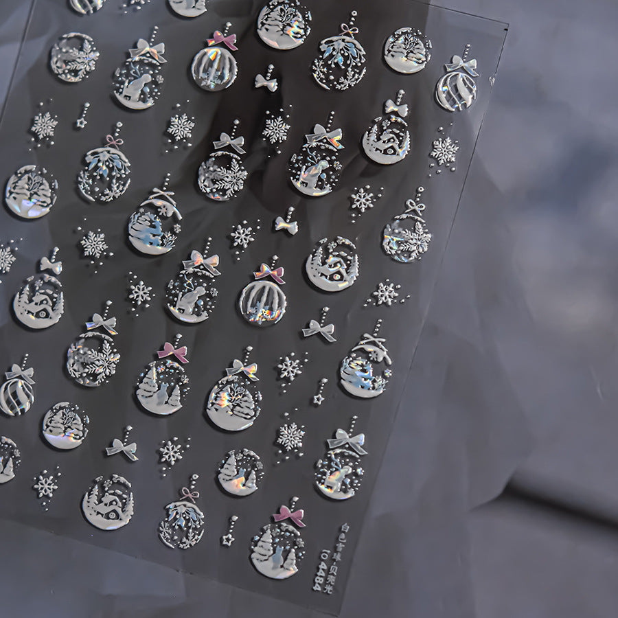 LuLuFun Studio Merry Christmas Crystal Ball Nail Art Deco Stickers