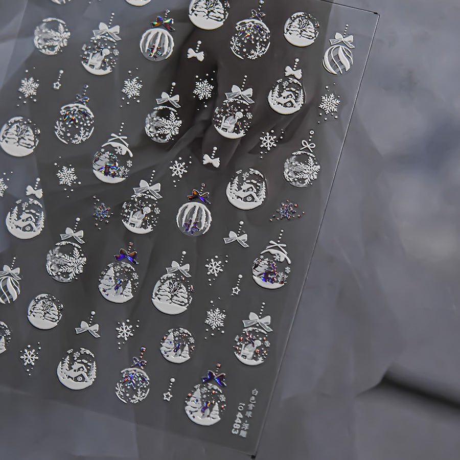 LuLuFun Studio Merry Christmas Crystal Ball Nail Art Deco Stickers