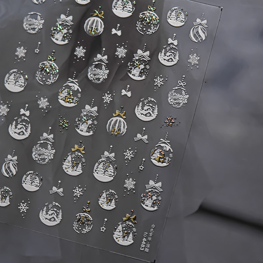 LuLuFun Studio Merry Christmas Crystal Ball Nail Art Deco Stickers