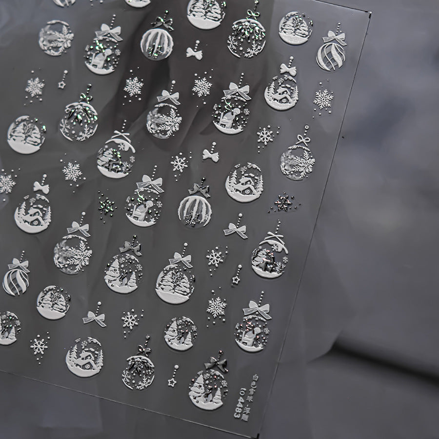 LuLuFun Studio Merry Christmas Crystal Ball Nail Art Deco Stickers