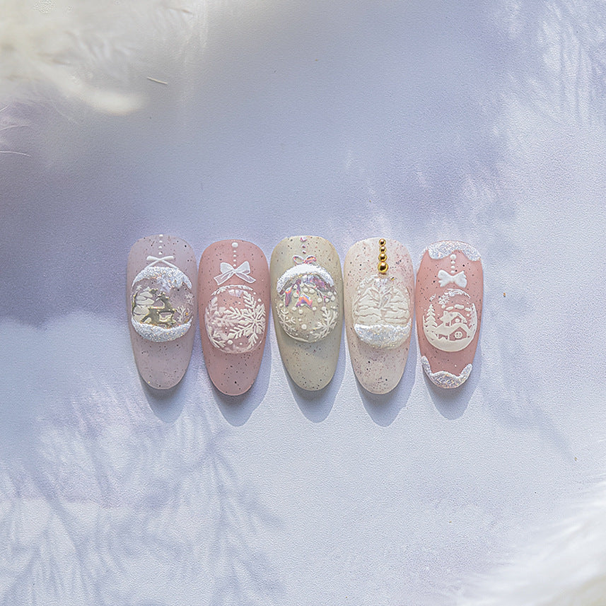 LuLuFun Studio Merry Christmas Crystal Ball Nail Art Deco Stickers