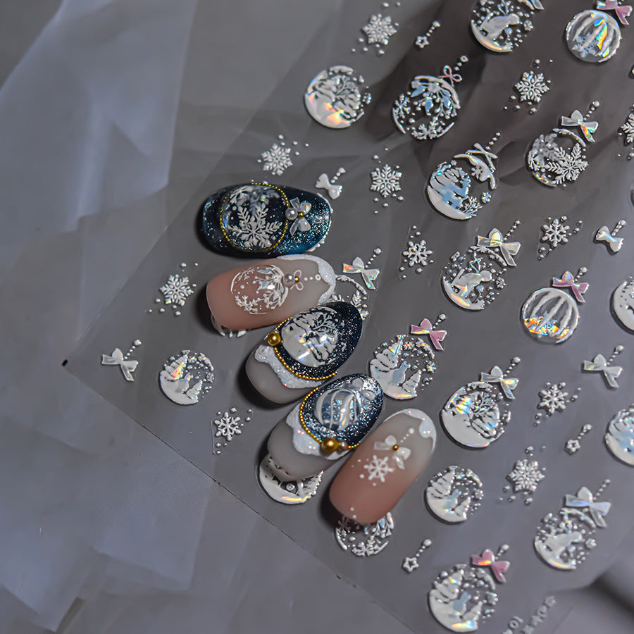 LuLuFun Studio Merry Christmas Crystal Ball Nail Art Deco Stickers
