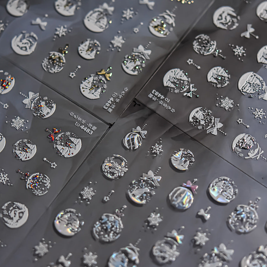 LuLuFun Studio Merry Christmas Crystal Ball Nail Art Deco Stickers