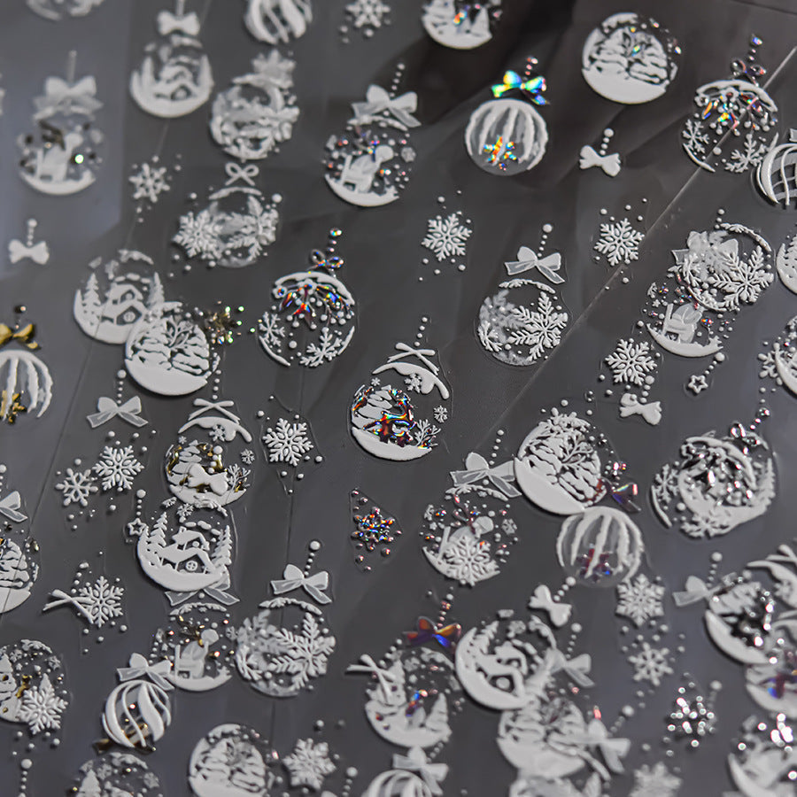 LuLuFun Studio Merry Christmas Crystal Ball Nail Art Deco Stickers