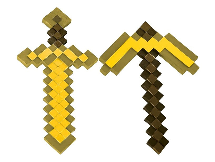 Minecraft Gold Pickaxe and Sword Replica – Snaps Pixel Cosplay Props