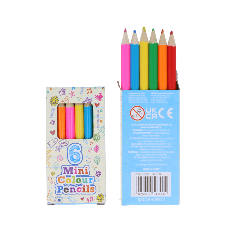 PoundFun Mini Colour Pencils - Set of 6 Portable Drawing Art Supplies
