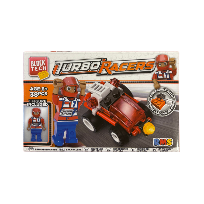 PoundFun Mini Block Tech Turbo Racers - STEM Building Toy Racing Car
