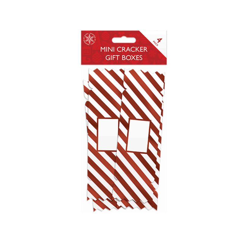 PoundFun Mini Christmas Cracker Gift Boxes | 4 Pack Festive Holiday Decor