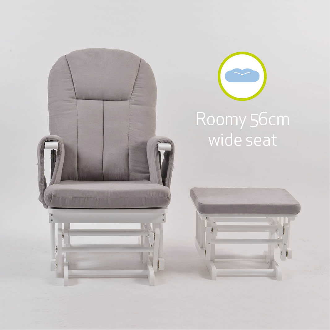 Nursing Chair and Footstool - Mothercare Best Seller - White/Grey