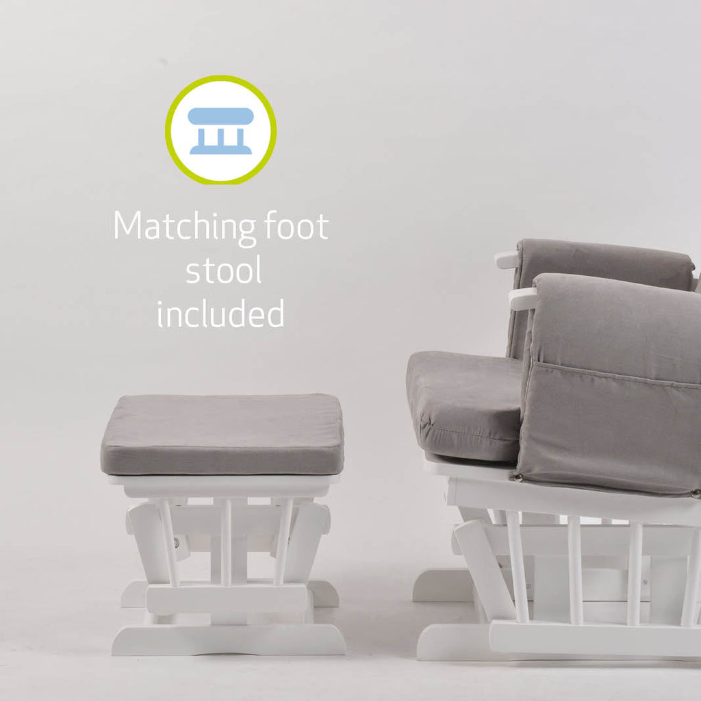 Nursing Chair and Footstool - Mothercare Best Seller - White/Grey