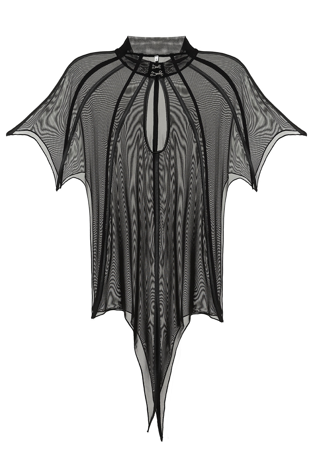 Necessary Evil Leutogi Black Mesh Bat Wing Cape Top with Faux Leather