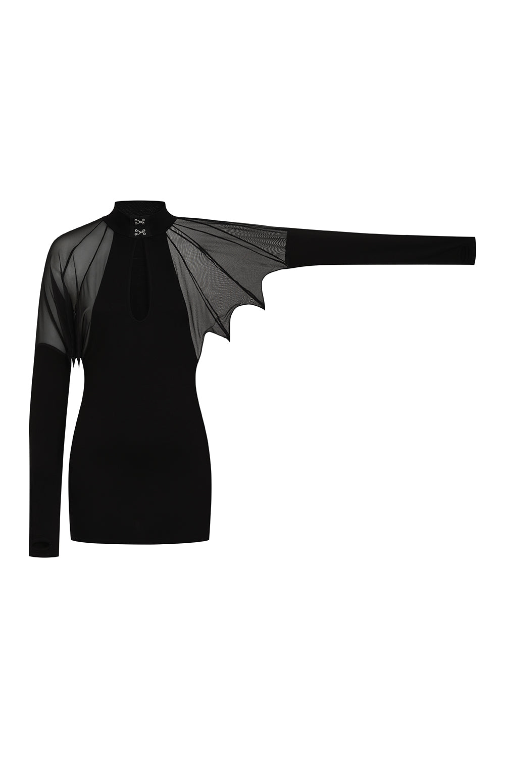 Necessary Evil Vespertilio Batwing Top – Black Mesh Gothic Long Sleeve
