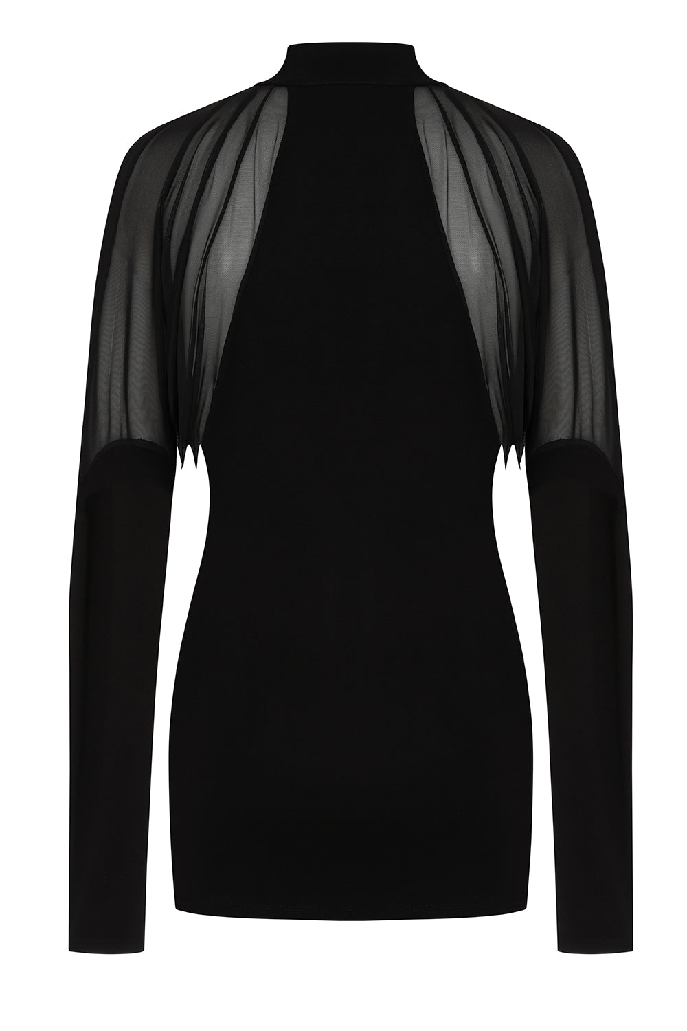 Necessary Evil Vespertilio Batwing Top – Black Mesh Gothic Long Sleeve