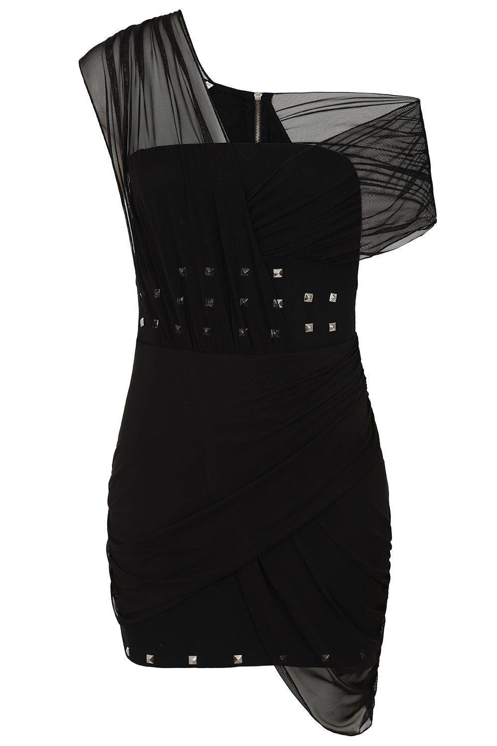 Necessary Evil Venus Wrapped Mesh Mini Dress – Studded Gothic Style