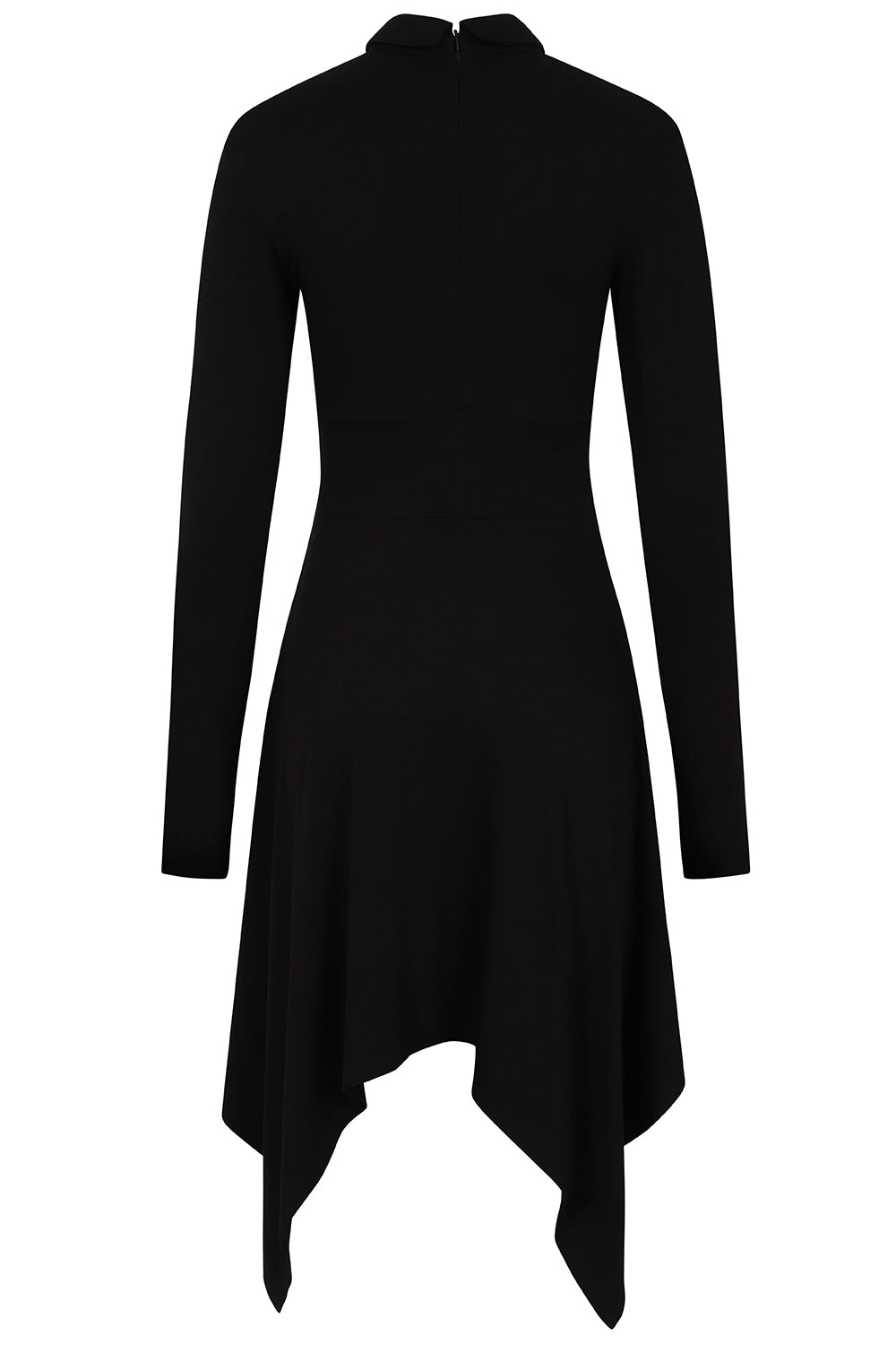 Necessary Evil Kali Gothic Handkerchief Hem Midi Dress - Black Long Sleeve