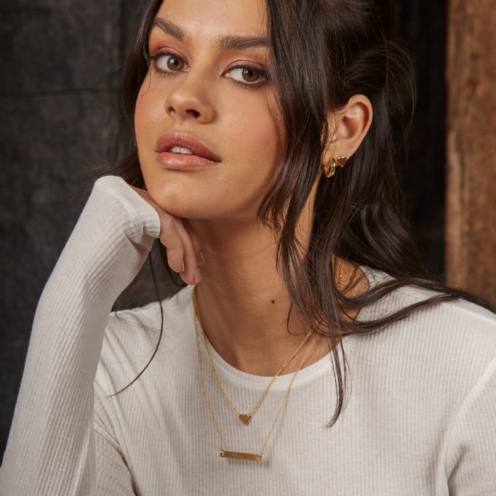 Gecko Jewellery Gold Plated Engravable Bar Necklace – 41-50cm Chain