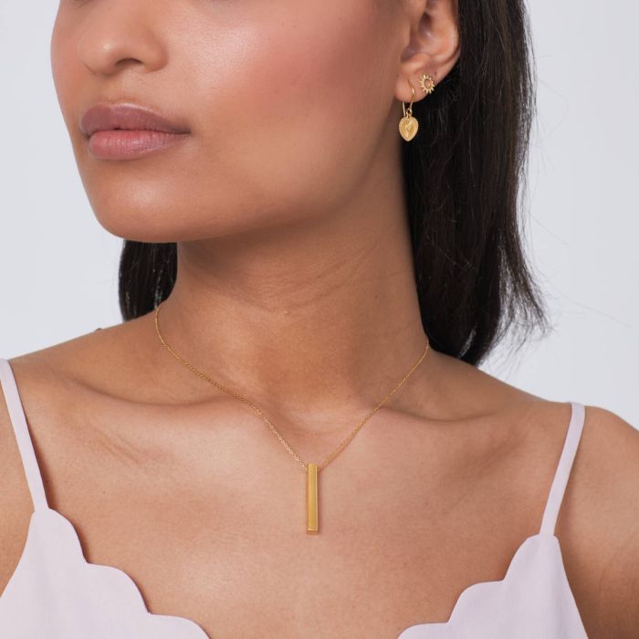 Gecko Jewellery Sterling Silver Engravable Vertical Bar Necklace