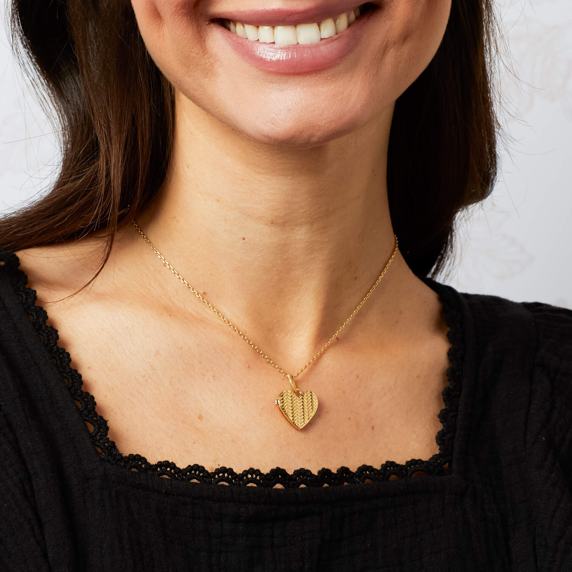 Laura Ashley Picnic Basket Weave Heart Locket Necklace | Gecko Jewellery