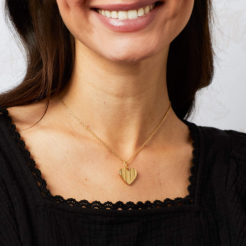 Laura Ashley Picnic Basket Weave Heart Locket Necklace | Gecko Jewellery