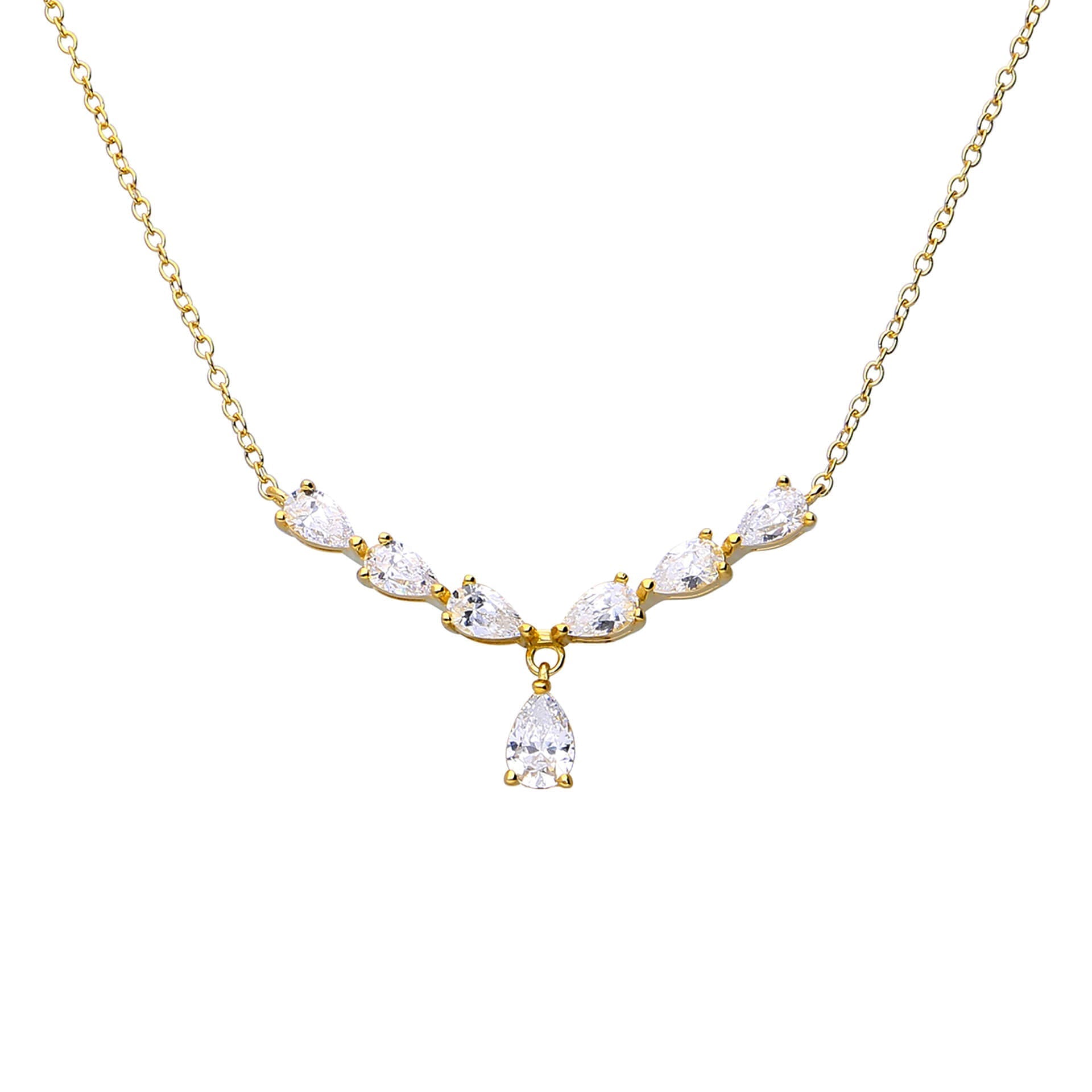 Diamonfire Sterling Silver Teardrop Zirconia Statement Necklace