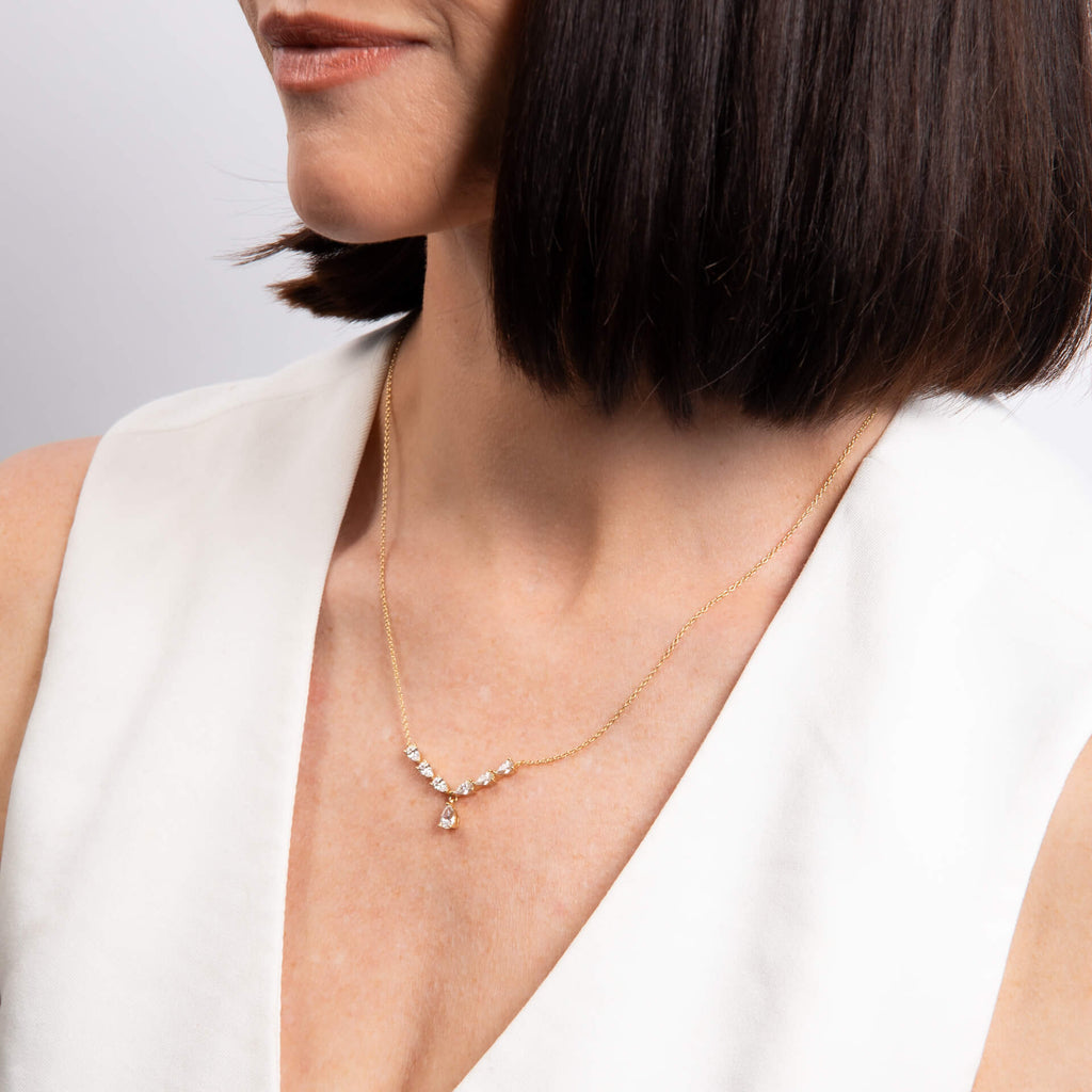 Diamonfire Sterling Silver Teardrop Zirconia Statement Necklace