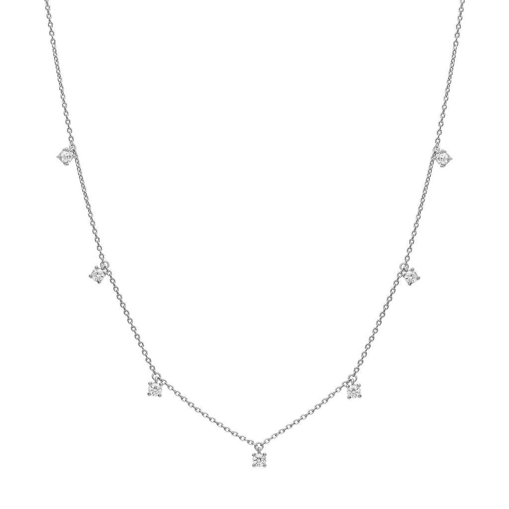 Diamonfire Zirconia Station Necklace – Sterling Silver Four Claw Set