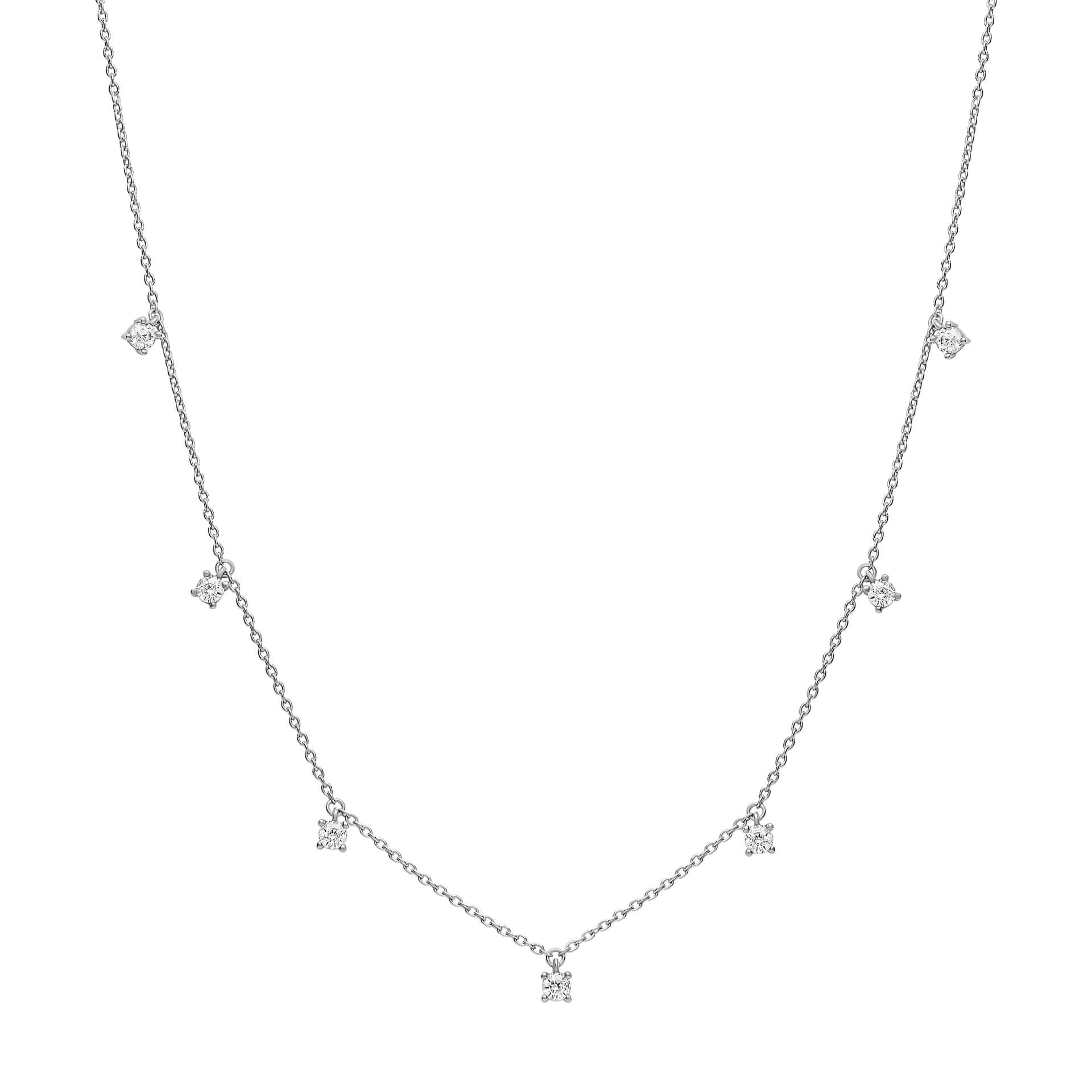 Diamonfire Zirconia Station Necklace – Sterling Silver Four Claw Set
