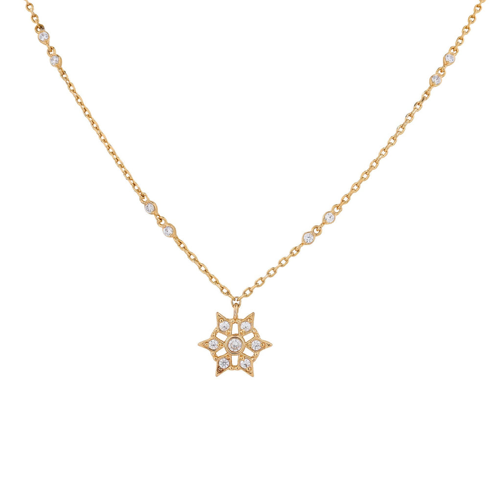 Laura Ashley Bowen Star Necklace – Gold Plated Brass & Cubic Zirconia