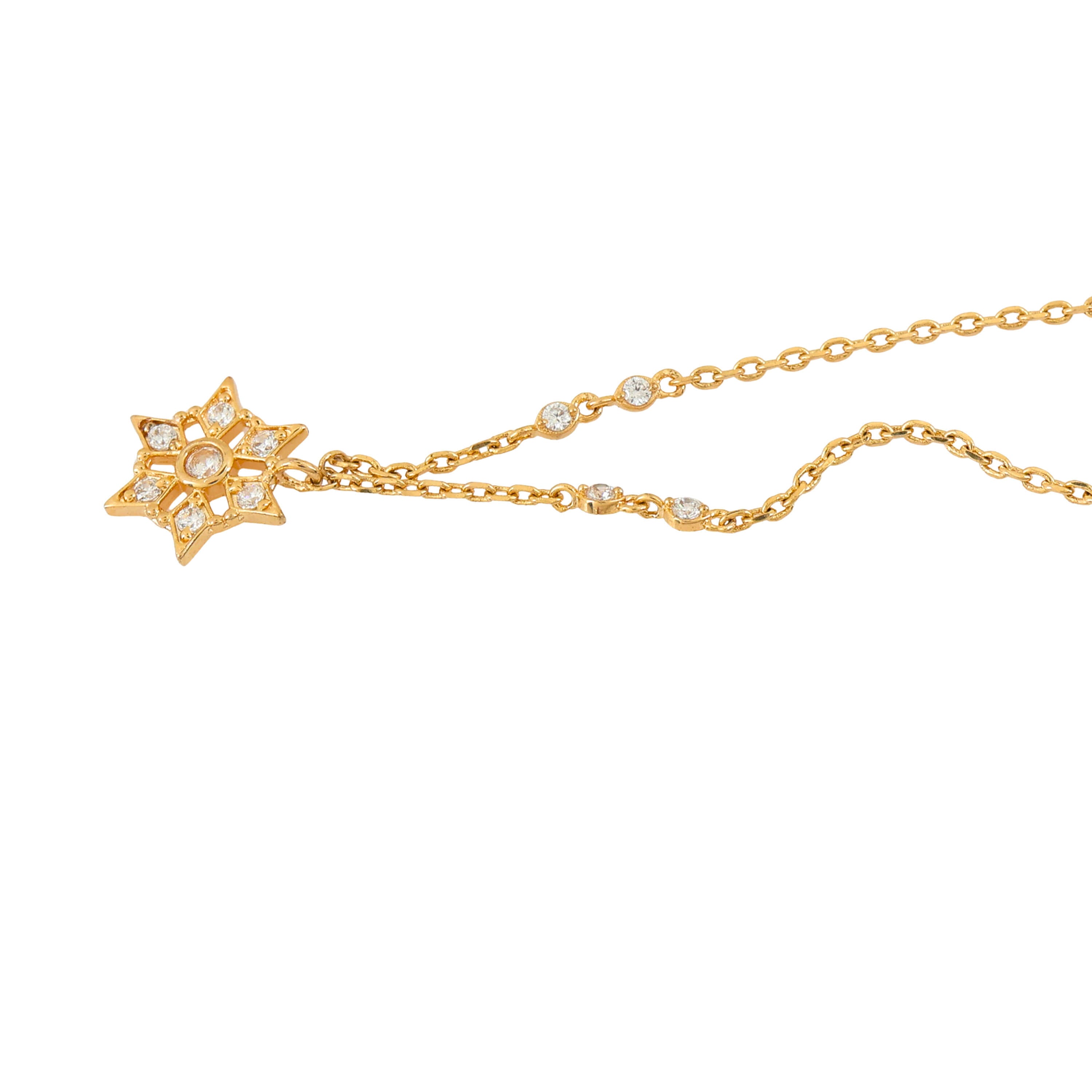 Laura Ashley Bowen Star Necklace – Gold Plated Brass & Cubic Zirconia