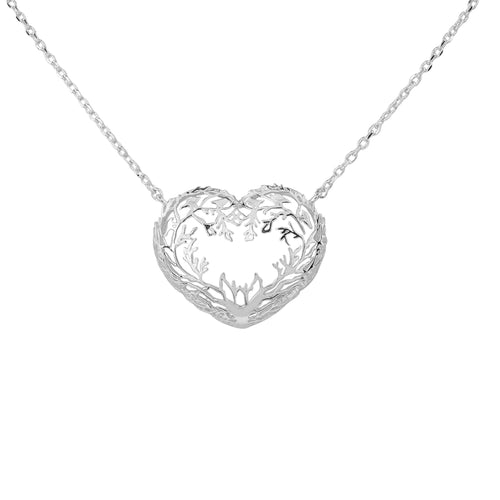 Laura Ashley Firbeck Toile Heart Necklace – Silver Plated Brass