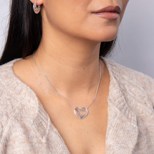 Laura Ashley Firbeck Toile Heart Necklace – Silver Plated Brass