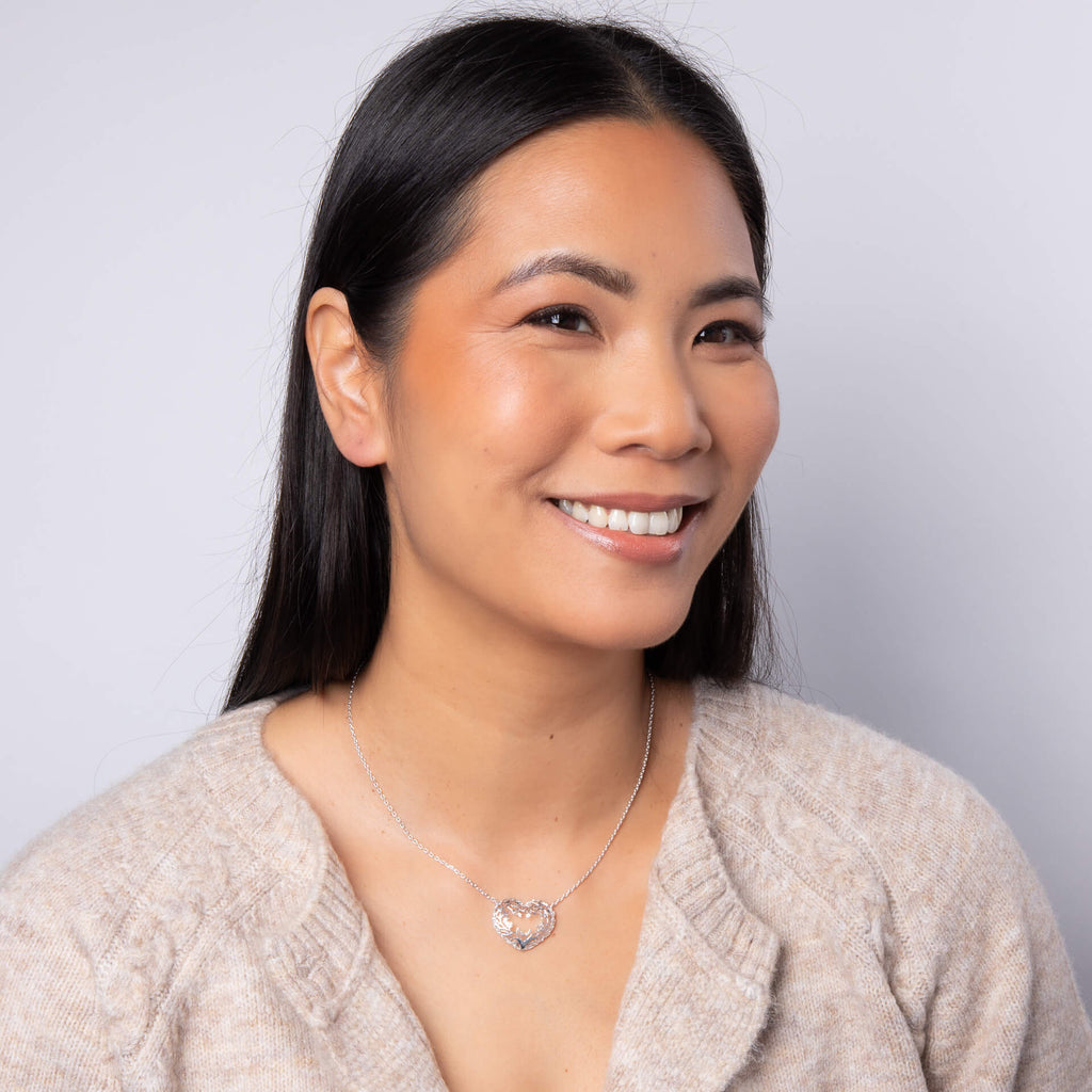 Laura Ashley Firbeck Toile Heart Necklace – Silver Plated Brass