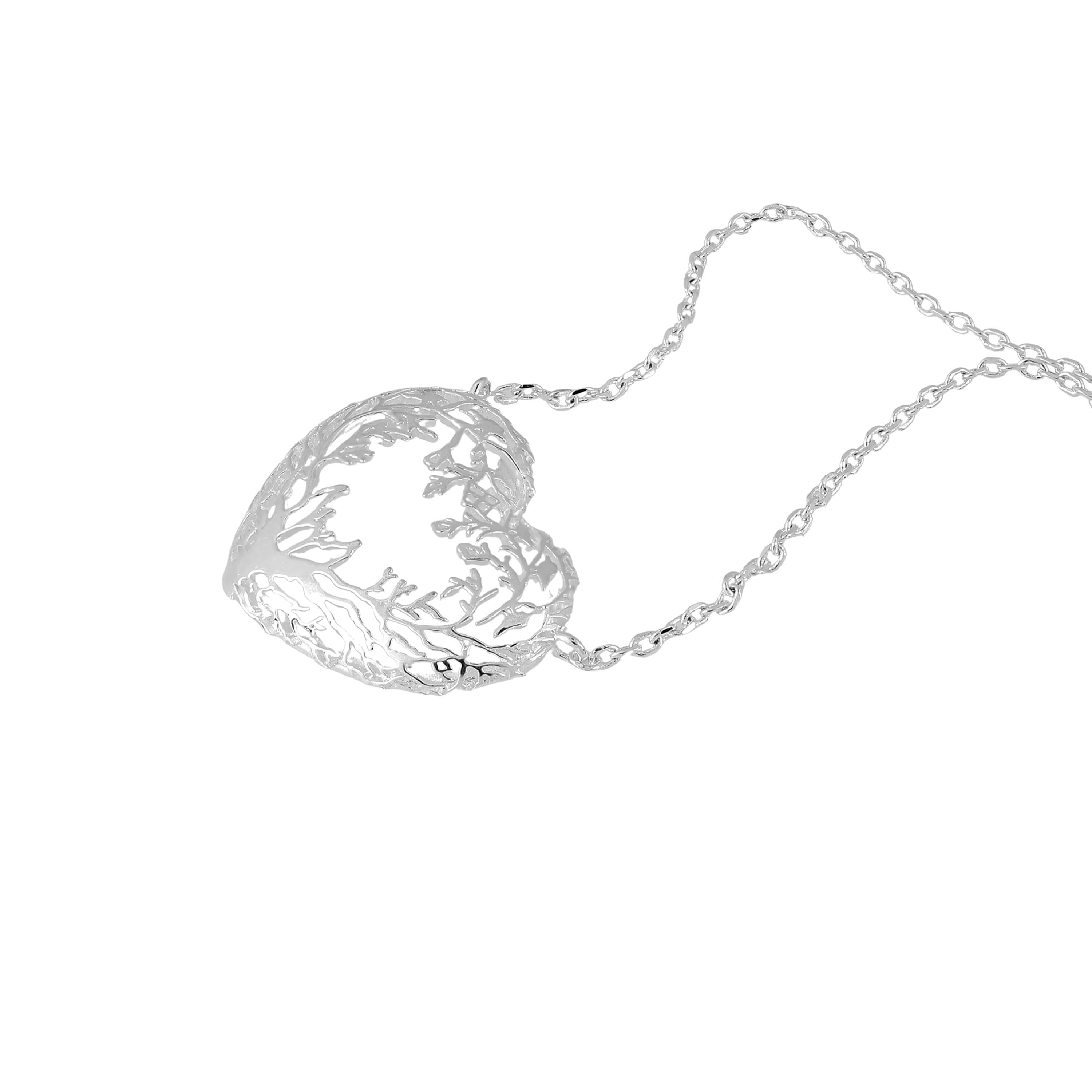 Laura Ashley Firbeck Toile Heart Necklace – Silver Plated Brass